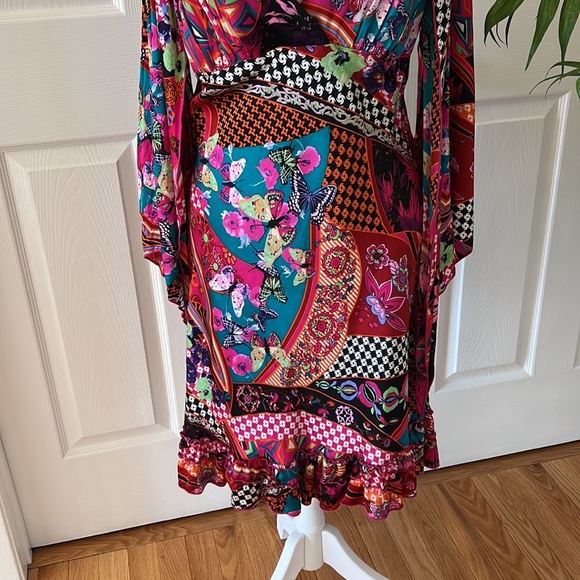 Ginger & Java 100% silk floral stunning colorful dress size large - Picture 3 of 12
